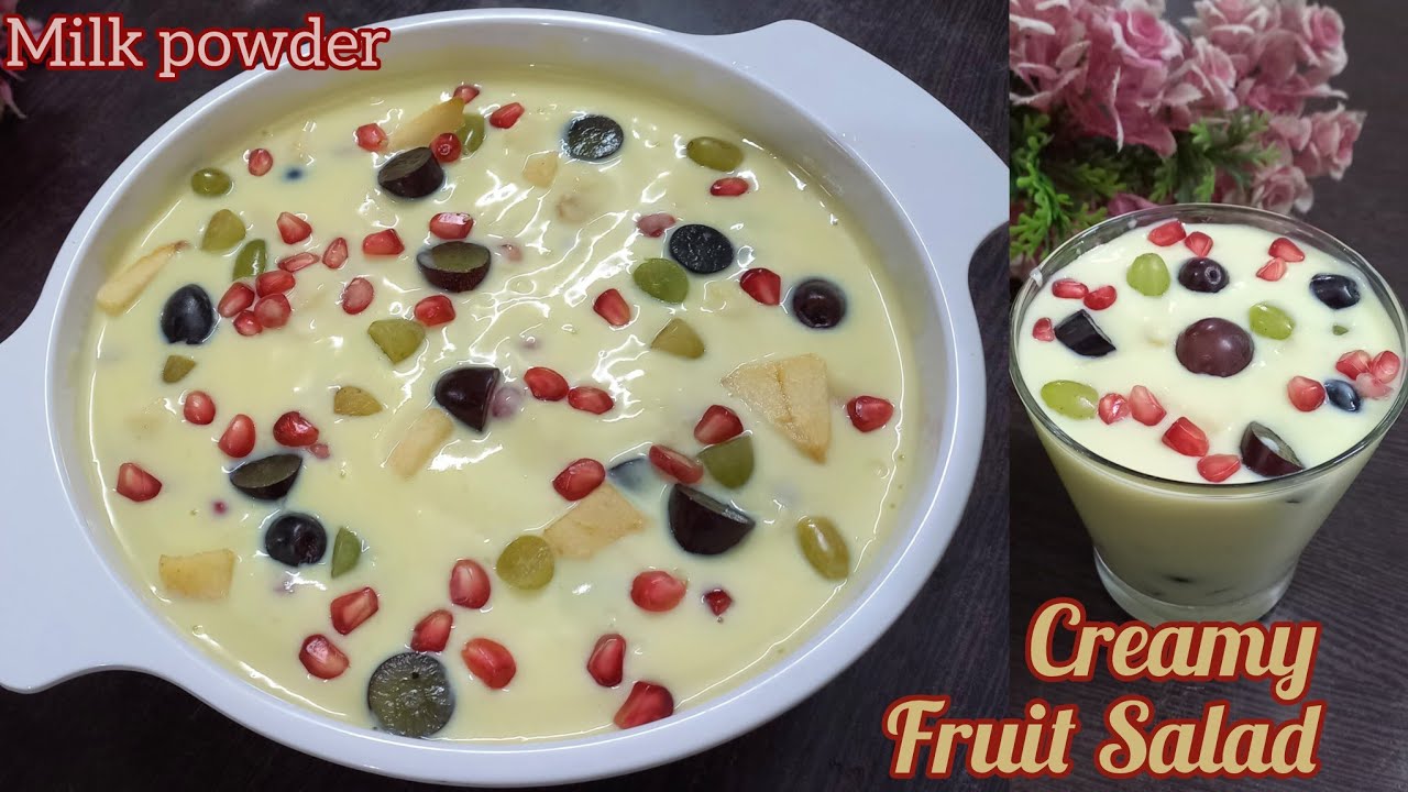 Creamy Fruit Salad Recipe using milk powder | Custard Fruit Salad with milk powder