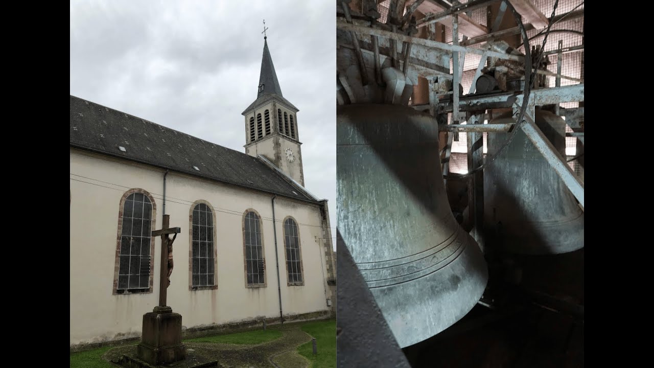 Grosbliederstroff (Frankreich):  Église Saint - Innocent (Vollgeläut der Glocken)