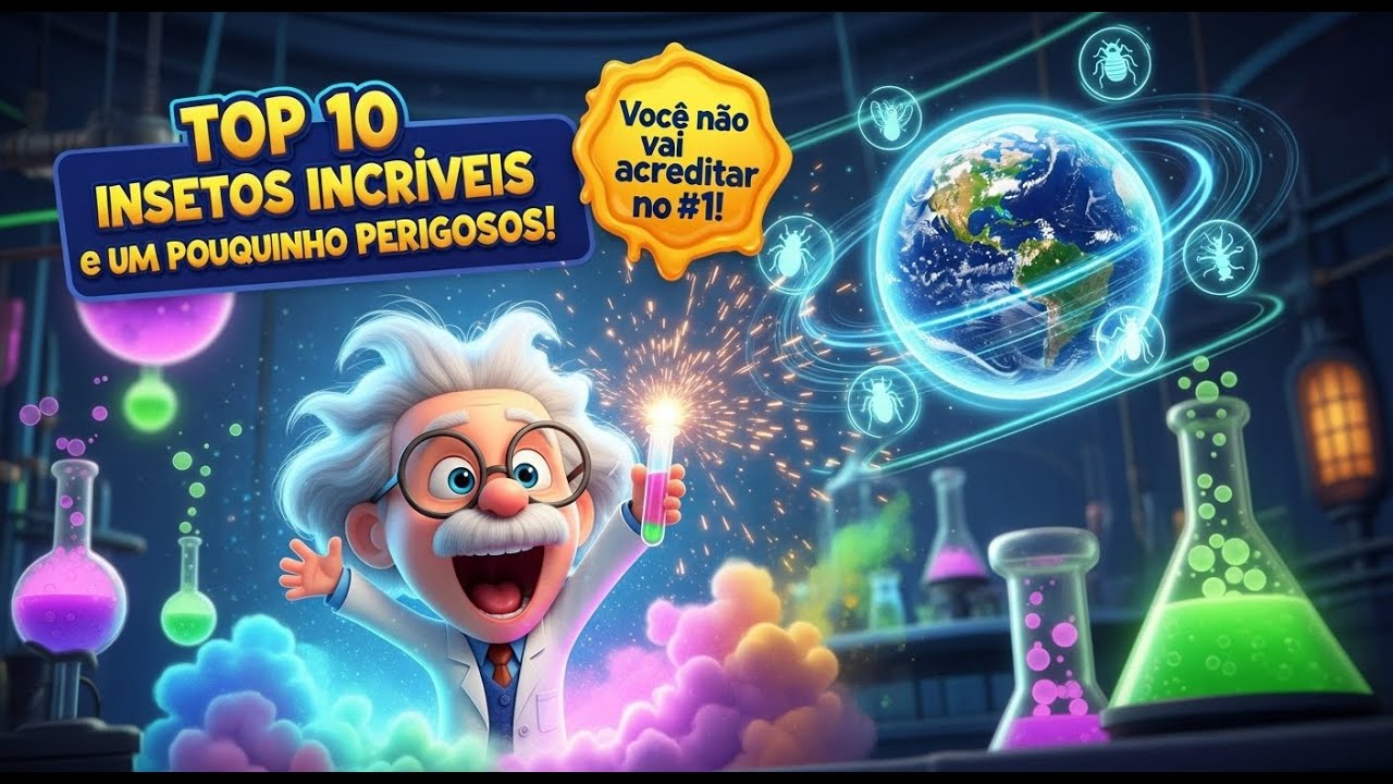 🐜😱 TOP 10 INSETOS INCR&Iacute;VEIS (e um pouquinho PERIGOSOS)! 🕷️✨ | Desenho Educativo com o Professorzinho