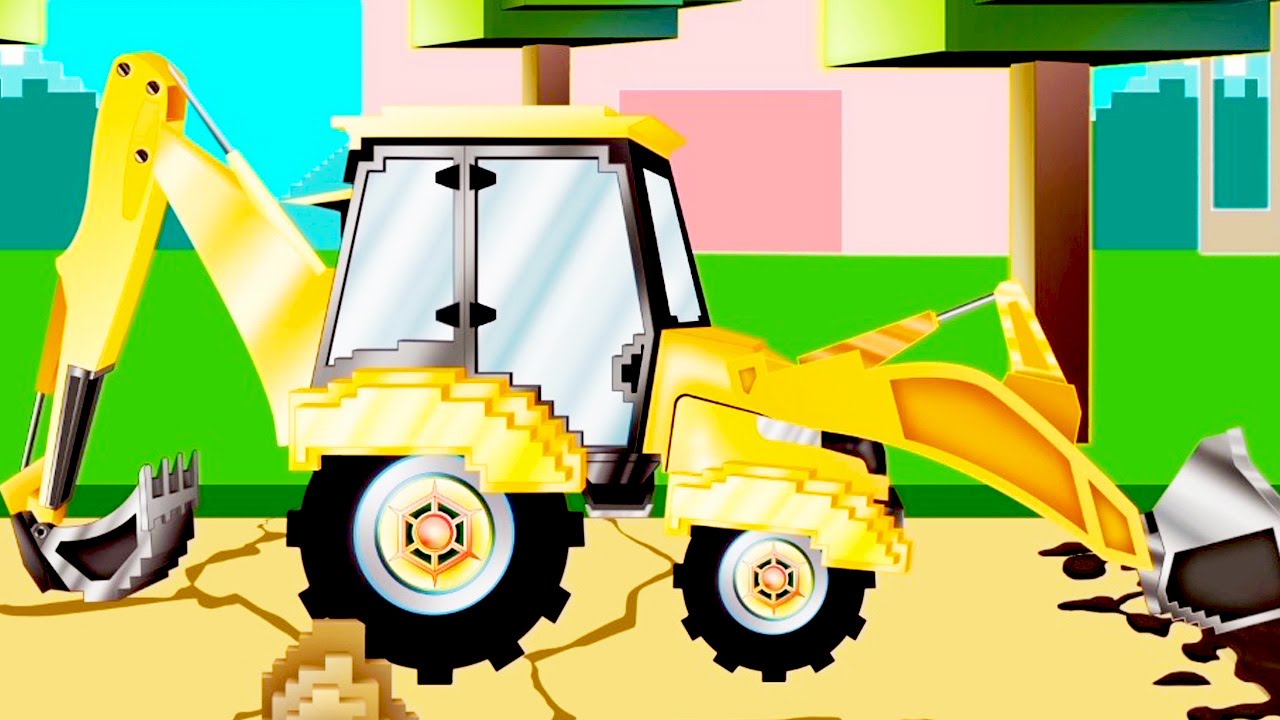 Retroescavadora | Pipo e o caminhão de reboque | Desenhos animados como Minecraft