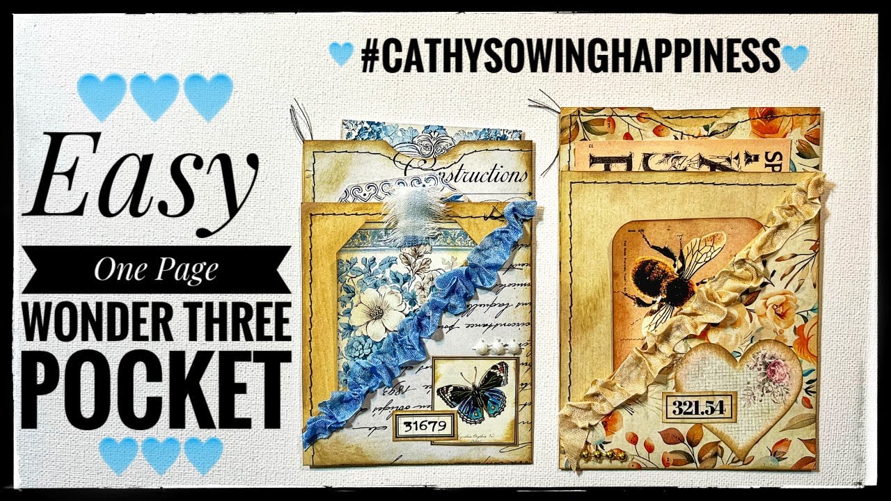 Junk journal Ephemera - One Page Wonder - Three Pockets #cathysowinghappiness