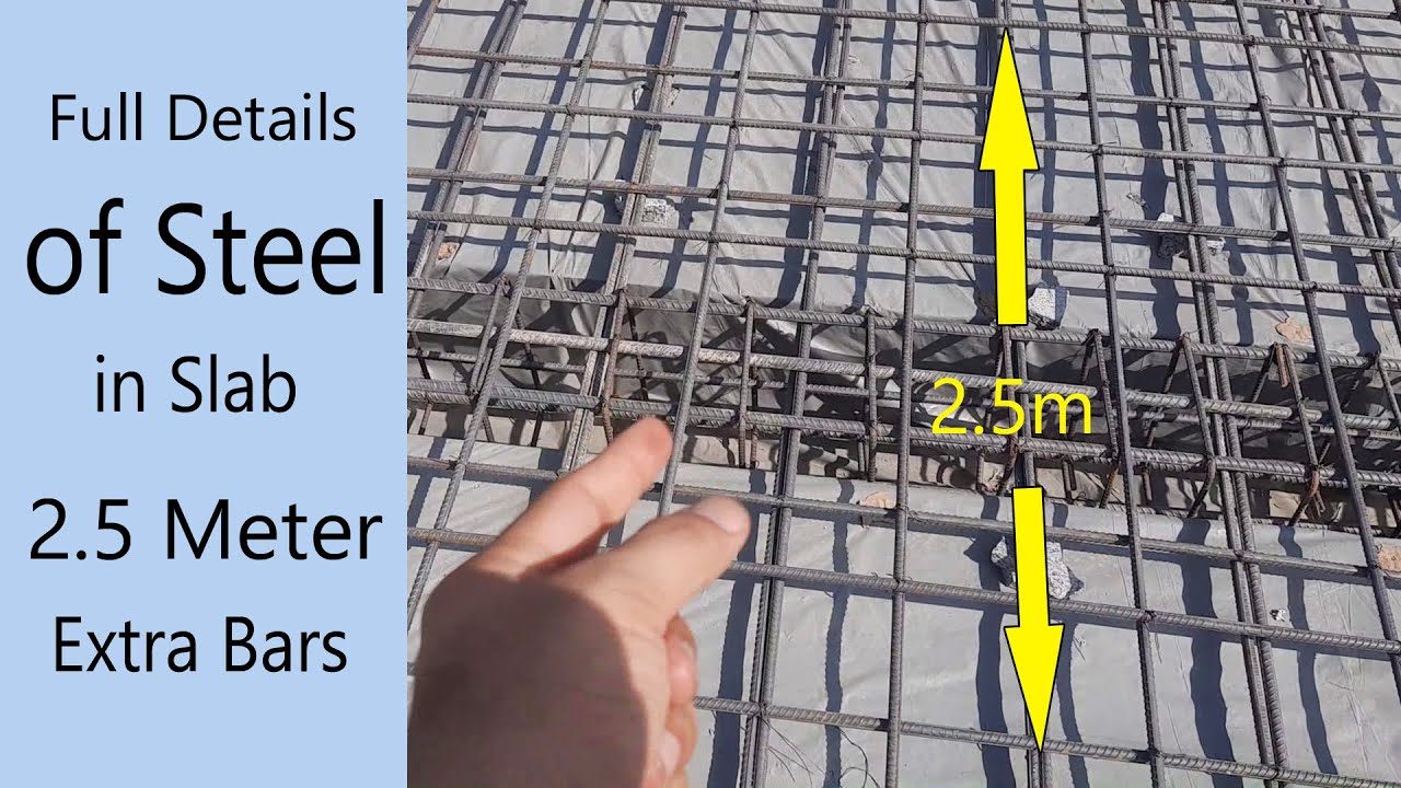 Full Details of Steel in Slab | 2.5m Extra Steel Rods in Slab | Practical Video