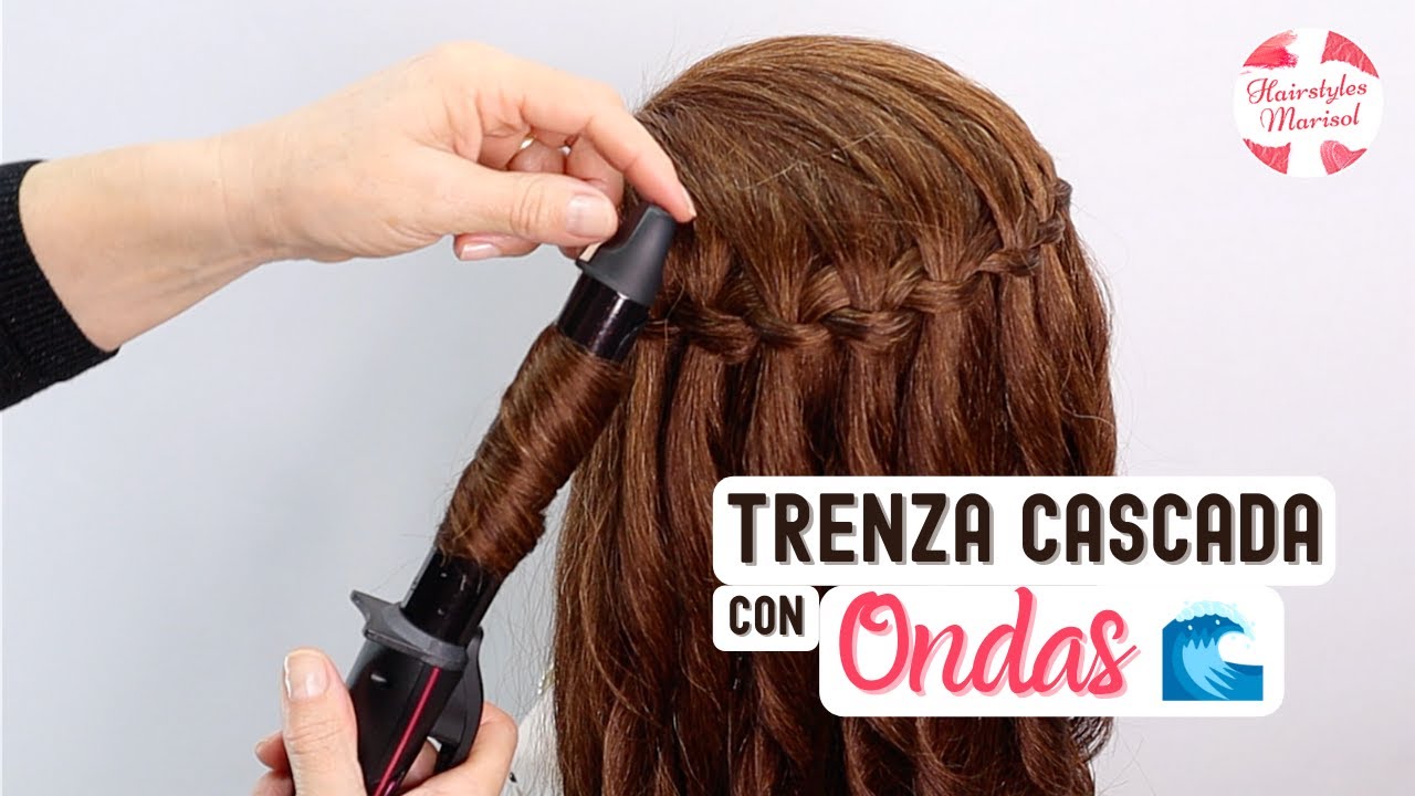 Como Hacer una TRENZA de CASCADA con RIZOS / RULOS / ONDAS Paso a Paso 🌊