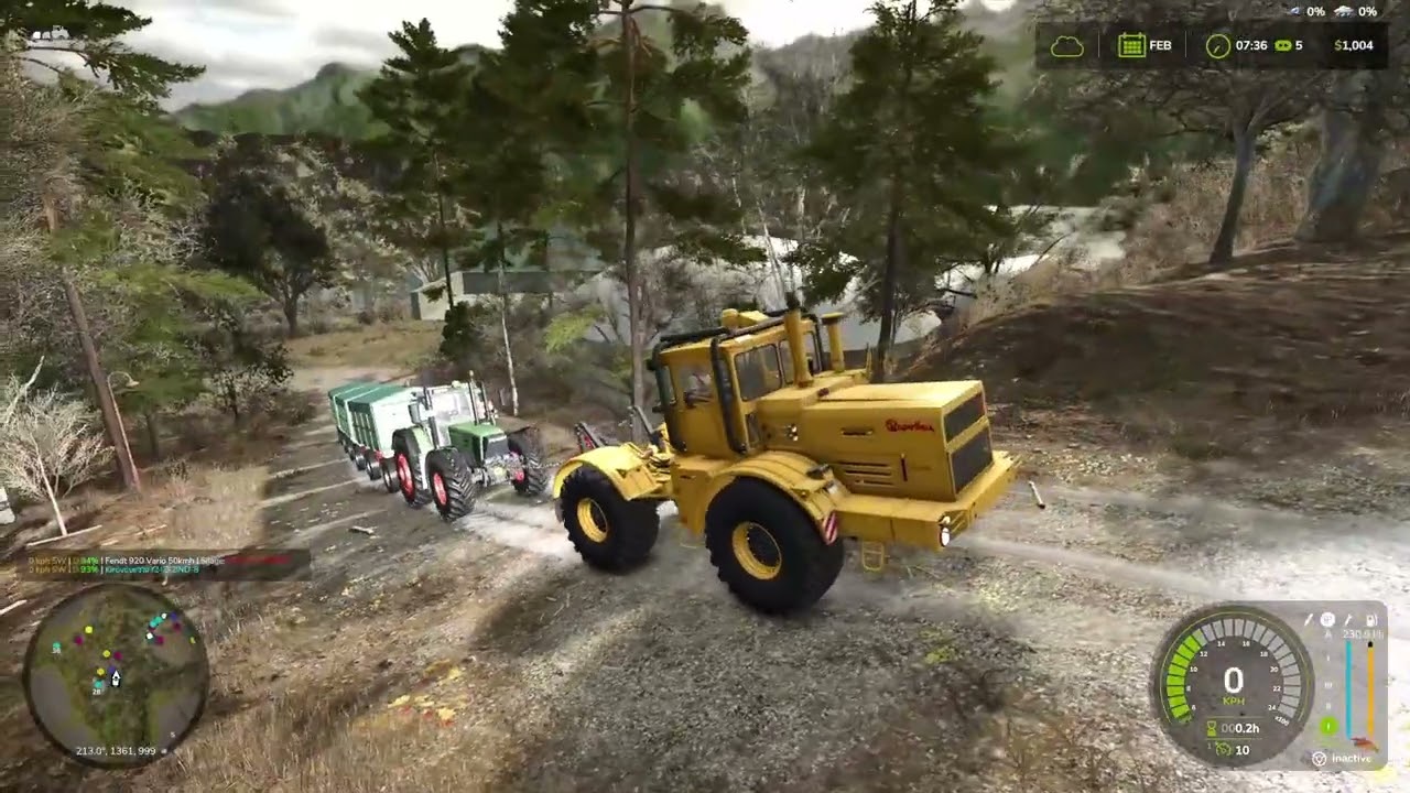 The tractor couldn’t handle the trailer alone, so I used a second tractor to tow it. 