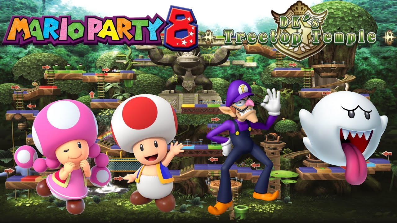 Mario Party 8 - Toadette vs Toad vs Waluigi vs Boo - DK's Treetop Temple