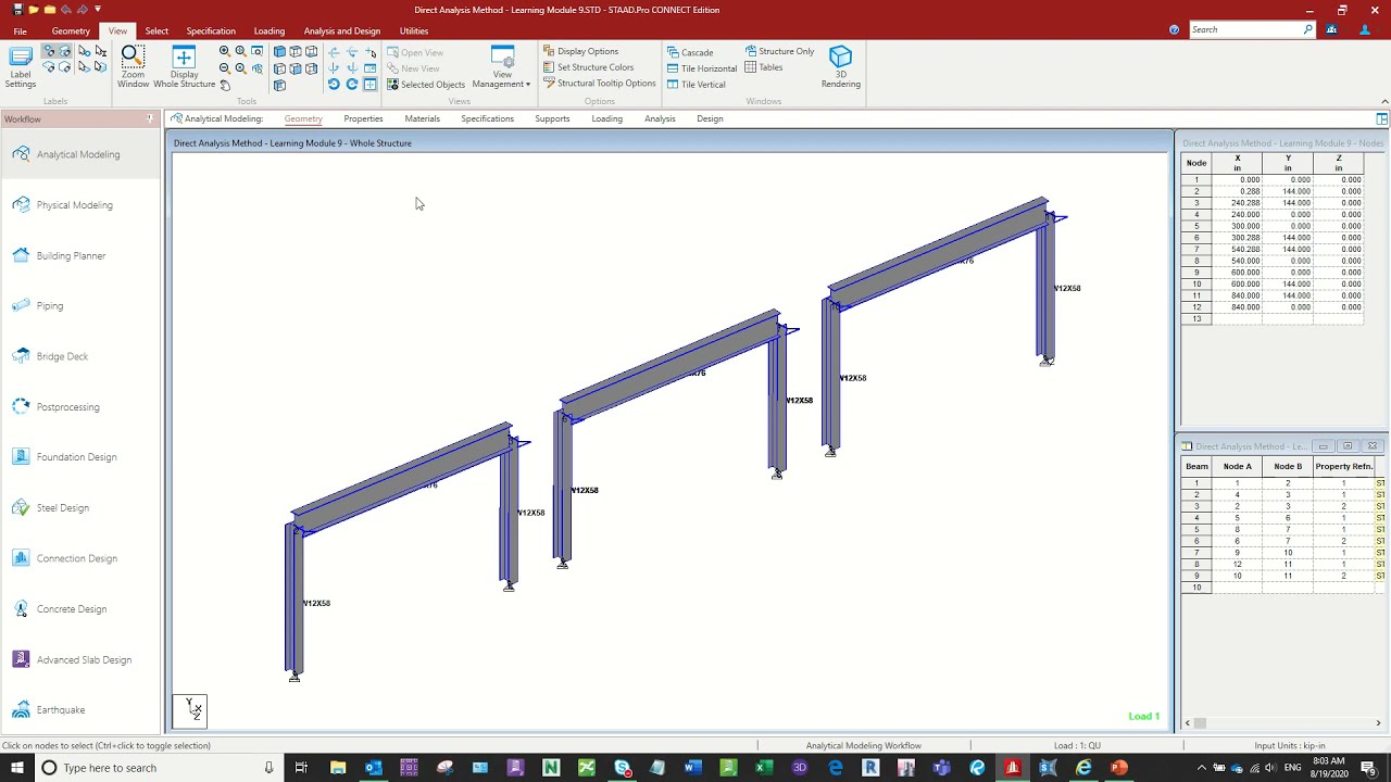 Direct Analysis Method via STAAD - Capstone Structural's Tutorial