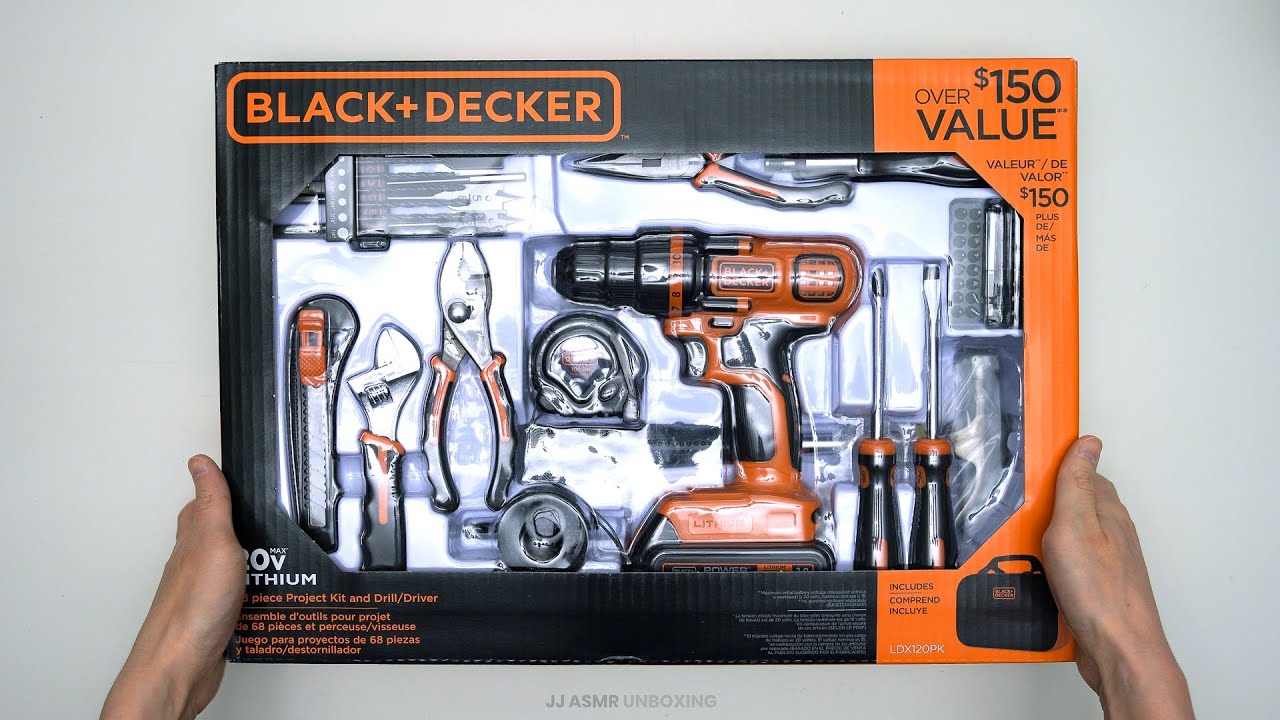BLACK+DECKER 20V Max Drill & 68 Piece Home Tool Kit Unboxing