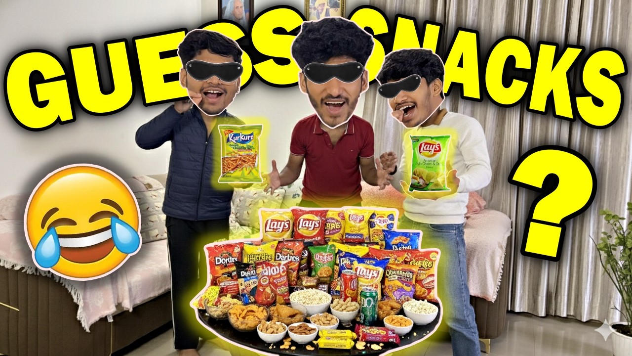 Guess The Snacks Challenge with Brothers 😅 Blindfold
