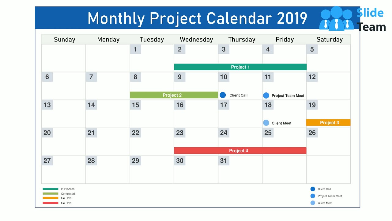 Monthly Project Calendar 2019