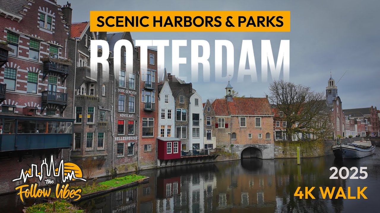 🌊 Rotterdam’s Scenic Havens & Parks | 4K Walk Through Old and New City Vibes (ASMR Sounds)