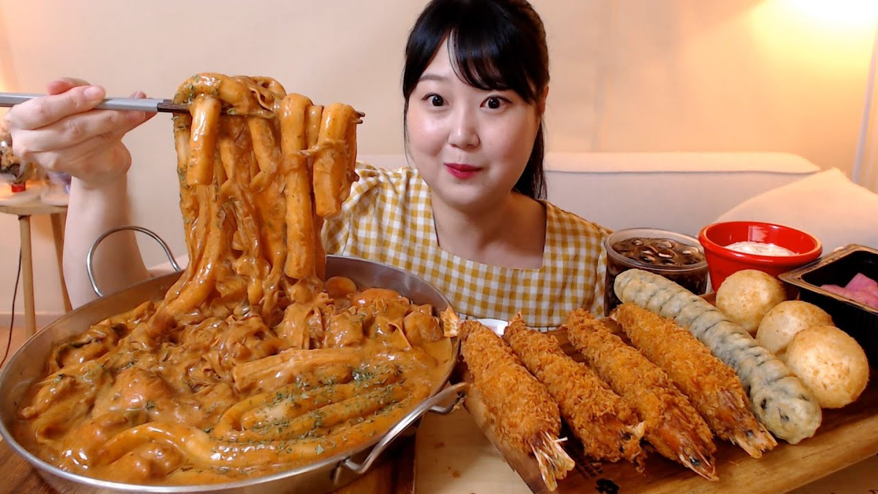 꾸덕꾸덕 당면가득 마라로제찜닭 새우튀김 왕김말이 치즈볼 먹방 Mara Rose Jjimdak Noodles Fried Shrimp Cheese balls 한식 Mukbang