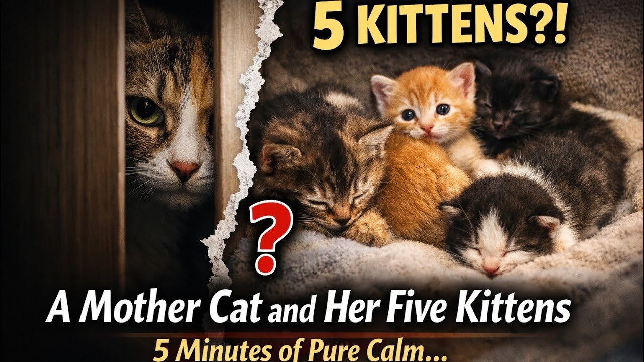  A Mother Cat and Her Five Kittens | 5 Minutes of Pure Calm