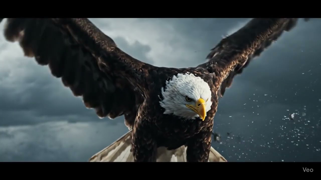 Eagle flapping wings