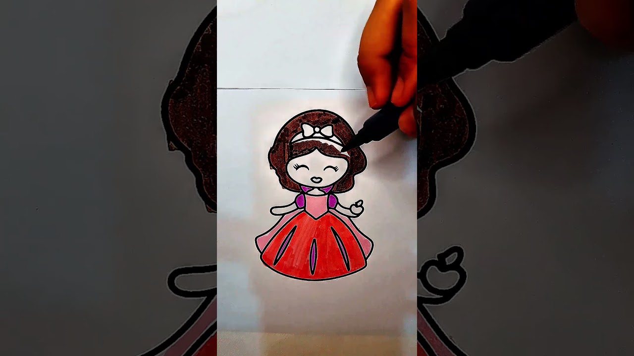 Cute Doll Coloring 🎀 | Satisfying Art for Kids #Shorts
