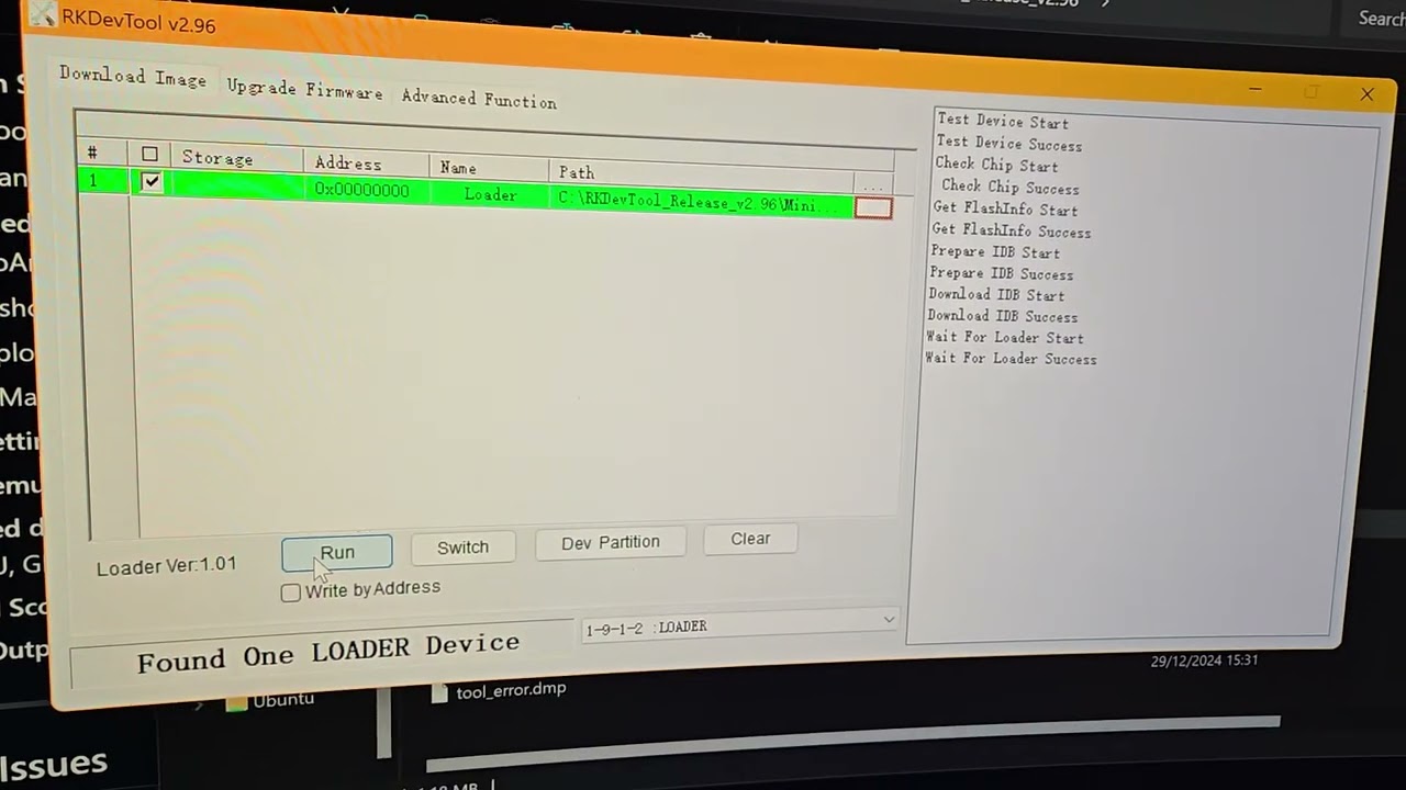 Flashing to eMMC using RKDevTools