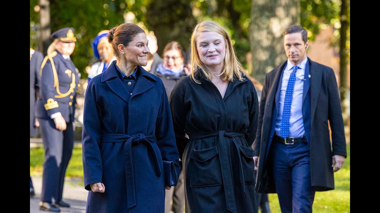 Crown Princess Victoria of Sweden attends the unveiling of the memorial