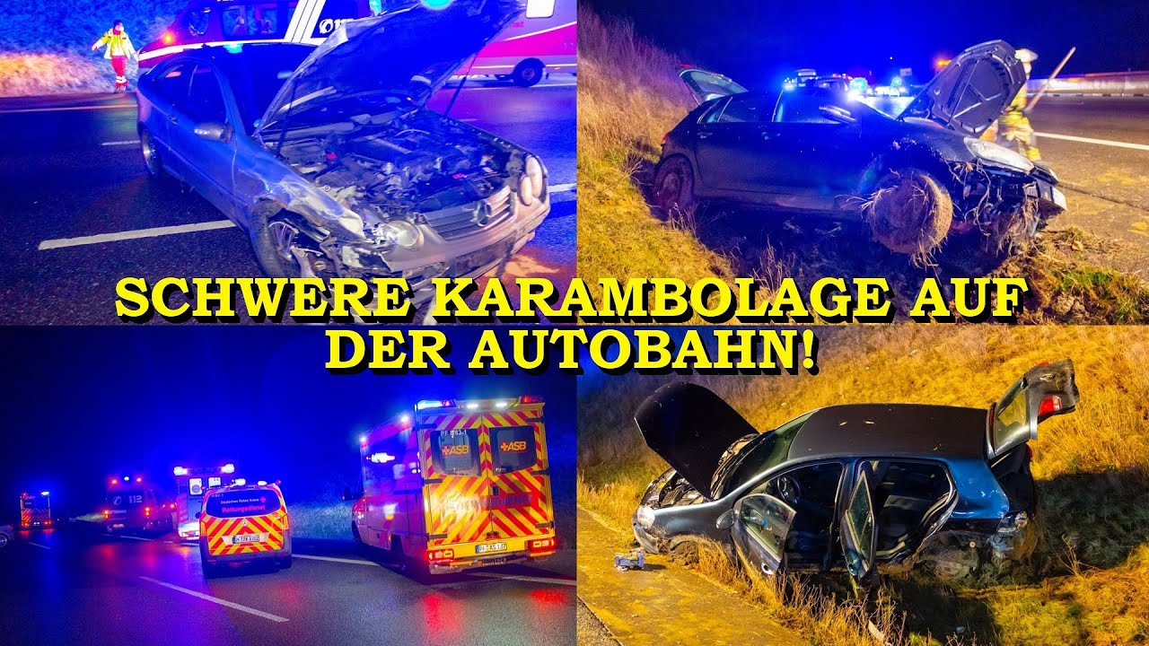 Schwere Karambolage auf A8 - [Beide Achsen rausgerissen] - 6 Verletzte | Feuerwehr & Rettungsdienst