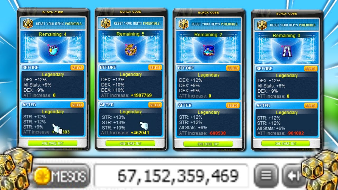 MapleStory Reboot - 60b Cubing DOUBLE PRIME Potential Lines!!! (33%+)