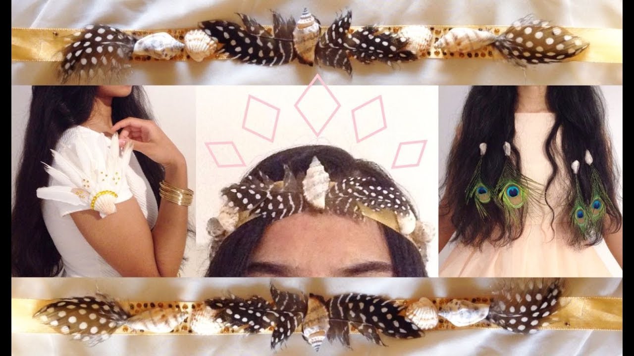 🐚 DIY Accessories from Feathers & Shells ✨ Bohemian | Peacock feather Hair Accessories | Necklace 🐚