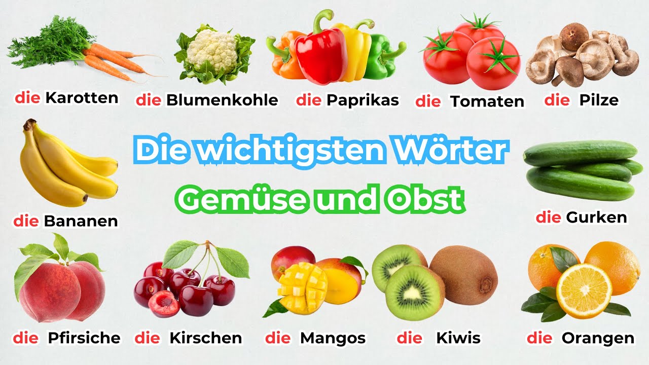 Deutsch lernen - Wortschatz: Obst und Gemüse