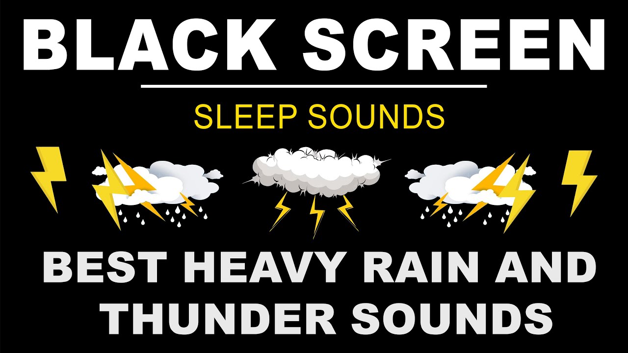 Heavy Rainstorm and Powerful Thunder Sounds for Sleeping - Black Screen Rain | Sleep Sounds