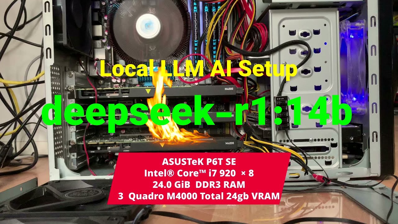 Local LLM AI Setup 3 Nvidia Quadro M4000 24GB VRAM deepseek-r1:14b