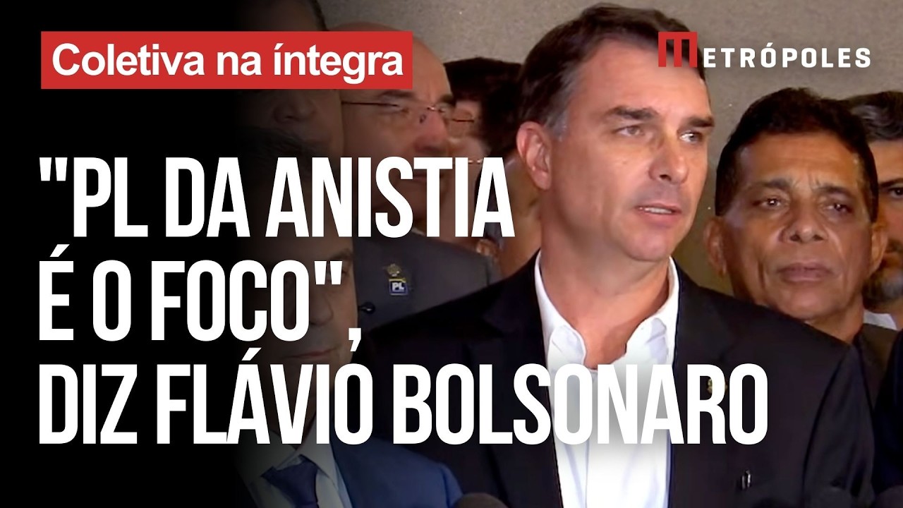 &Iacute;ntegra:  PL da Anistia &eacute; o foco, diz Fl&aacute;vio ap&oacute;s pris&atilde;o de Bolsonaro
