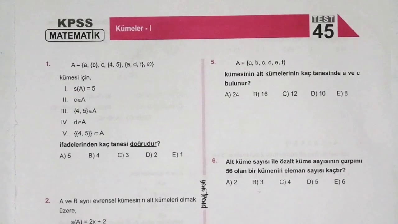 9.SINIF KÜMELER SORU ÇÖZÜMÜ-1 TYT AYT KPSS DGS ALES
