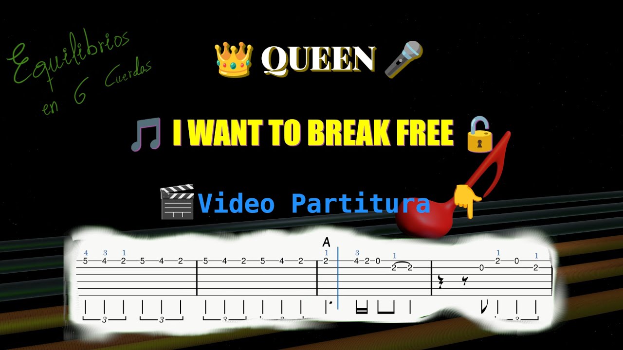 Queen - I Want To Break Free | Visual Tab (Guitar Melody) / Video Partitura