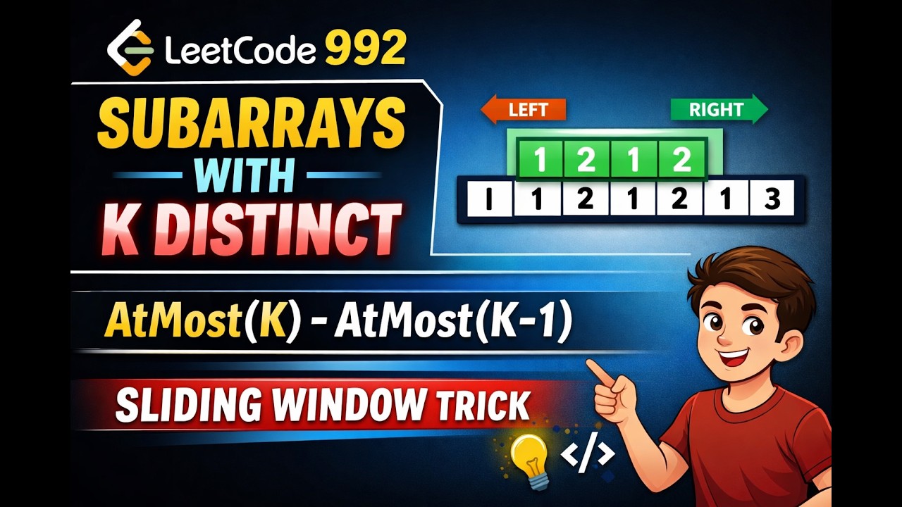 ✅LeetCode 992 | 👍Subarrays with K Different Integers | Sliding Window Explained Step-by-Step📝