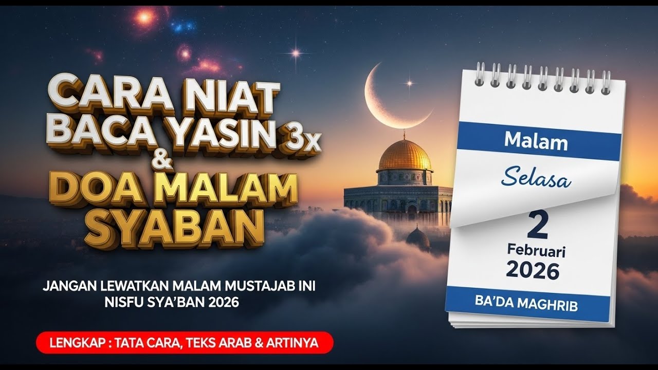 CARA NIAT BACA YASIN 3x & DOA MALAM NISFU SYABAN 🌙 Jangan Lewatkan Amalan Nisfu Syaban 2026 / 1447H
