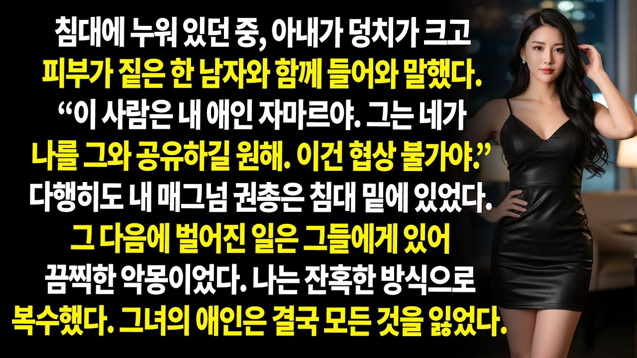 외도한 아내가 남편에게 자신의 애인을 함께 살게 해 달라고 요구했고, 이에 대한 남편의 복수극이 펼쳐졌다