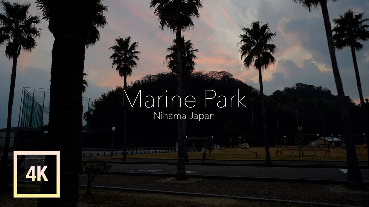 🇯🇵 4K Japan Walk | Marine Park - Ehime Nihama Japan | Beautiful Beach Sunset & Gentle Ocean Waves