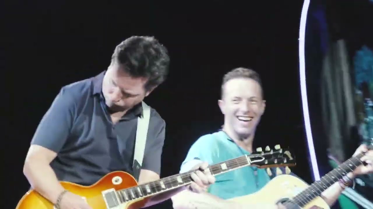 Coldplay  -  Johnny B  Goode  -  Live in NY w/  Michael J  Fox