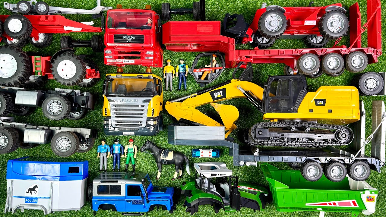 Merakit Mainan | Mobil Polisi, Truk Trailer Panjang, Excavator, Beko