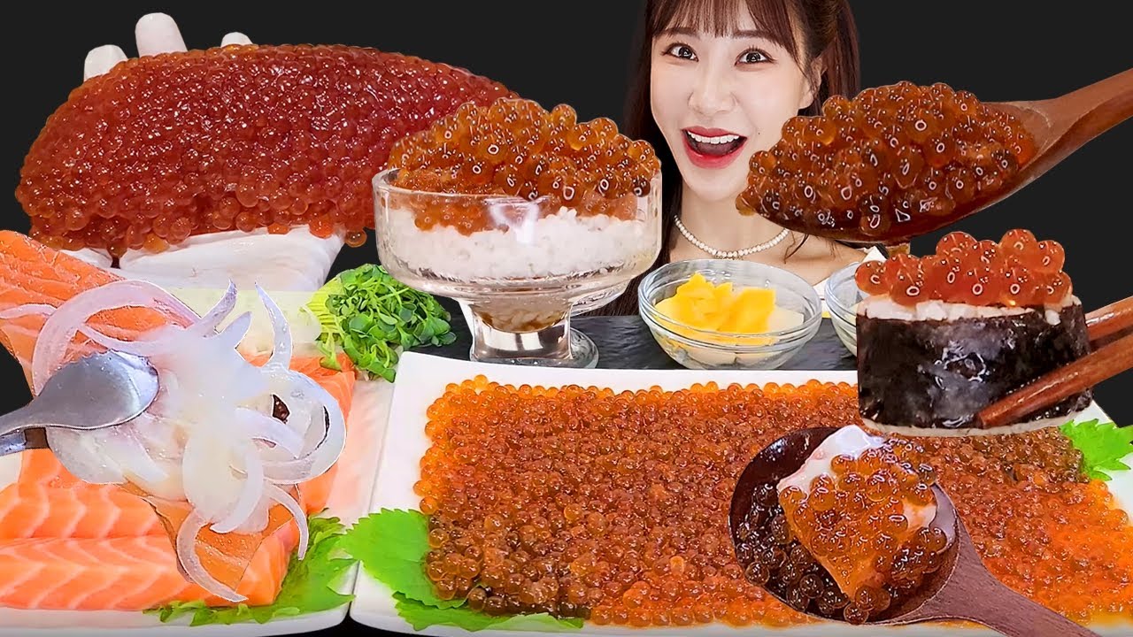 Salmon Roe Raw Salmon 가을철 별미 생생생 연어알 700g 연어회 먹방 EATING SOUNDS MUKBANG モッパン 이팅사운드