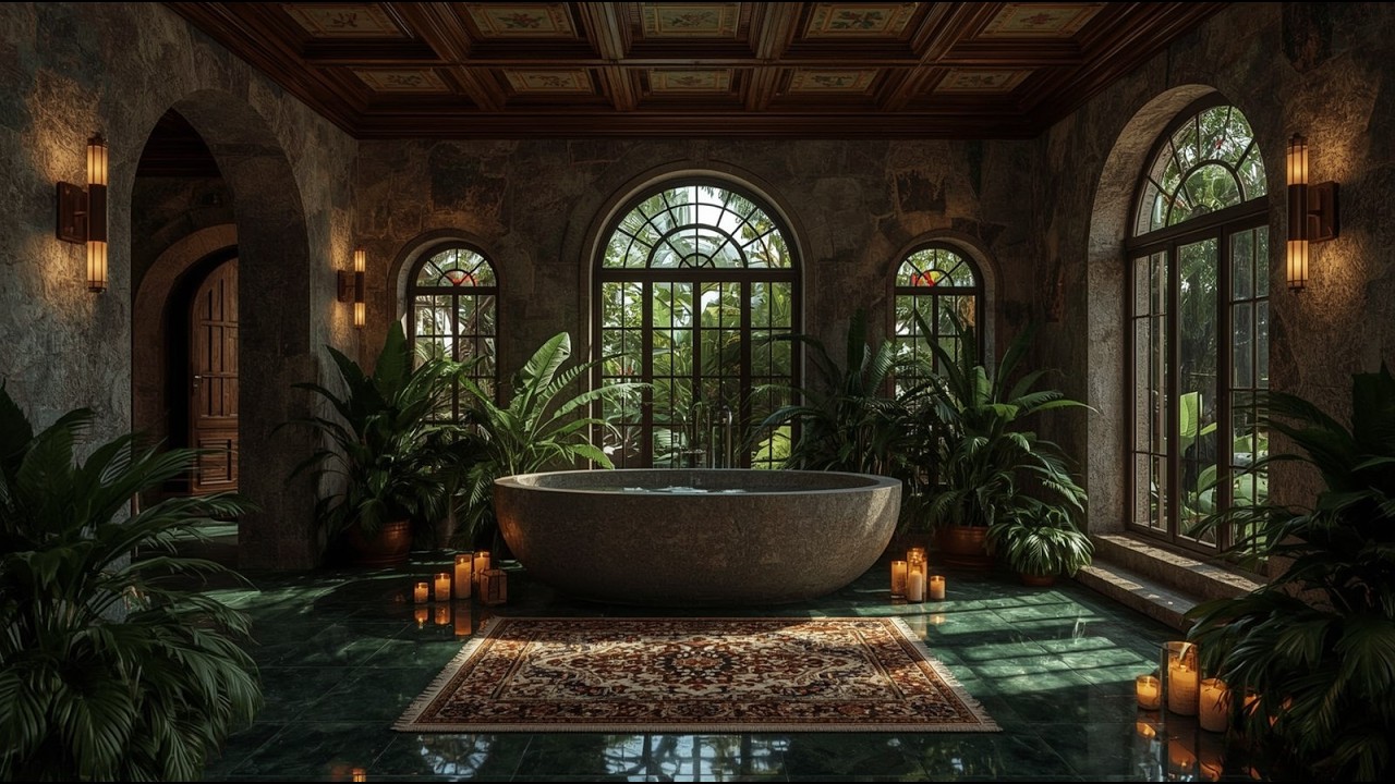 Luxury Spa Bath Ambience | Soothing Water Sounds & Candles 🕯️💦