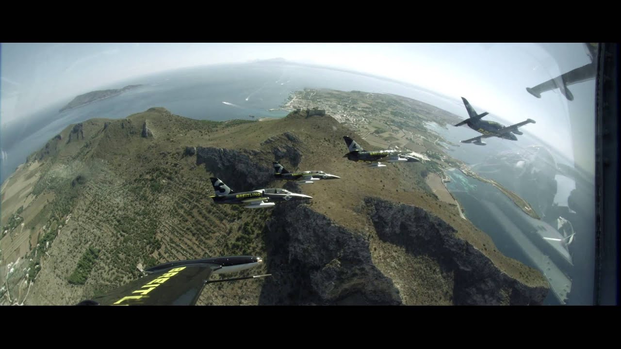 The Breitling Jet Team flying over the Sicilian volcanos