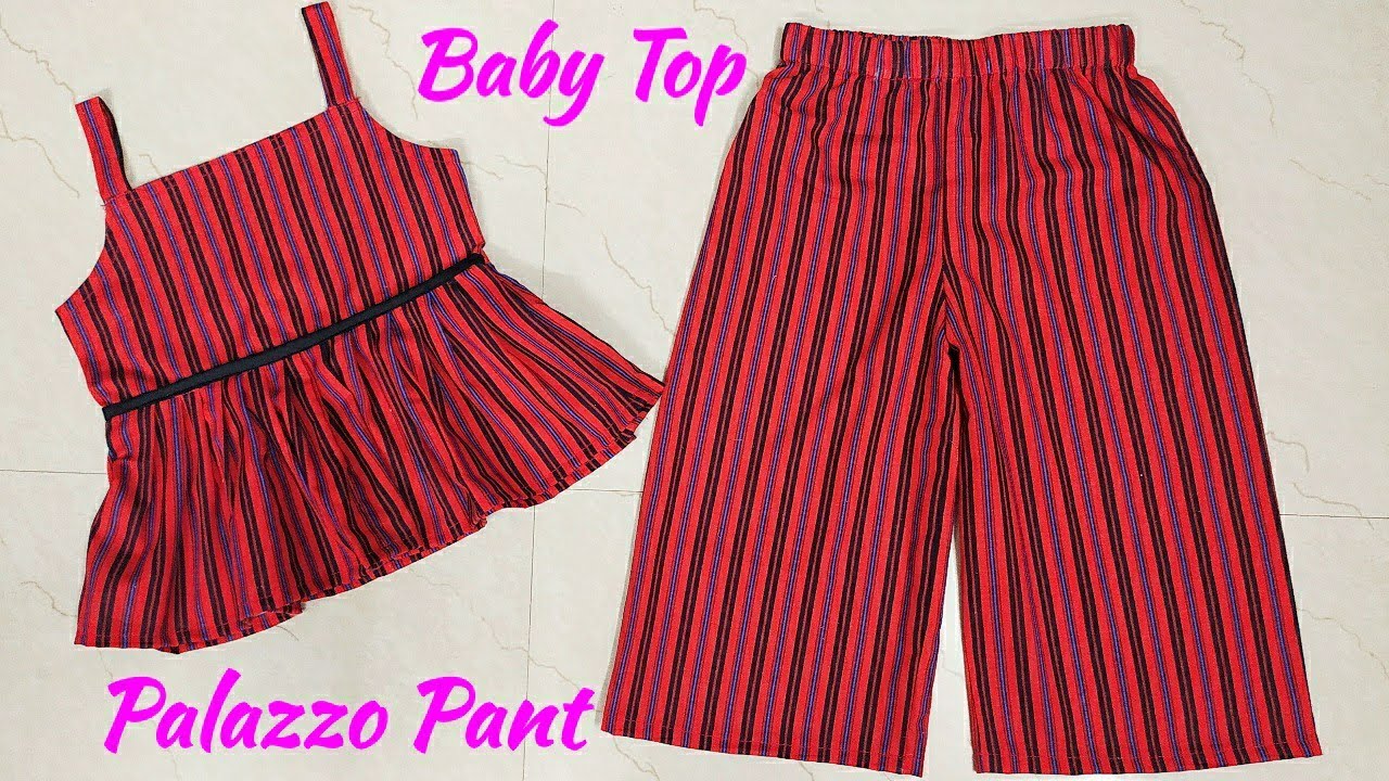 Baby Top With Palazzo Pant Cutting and Stitching Easy Tutorial for 3-4year