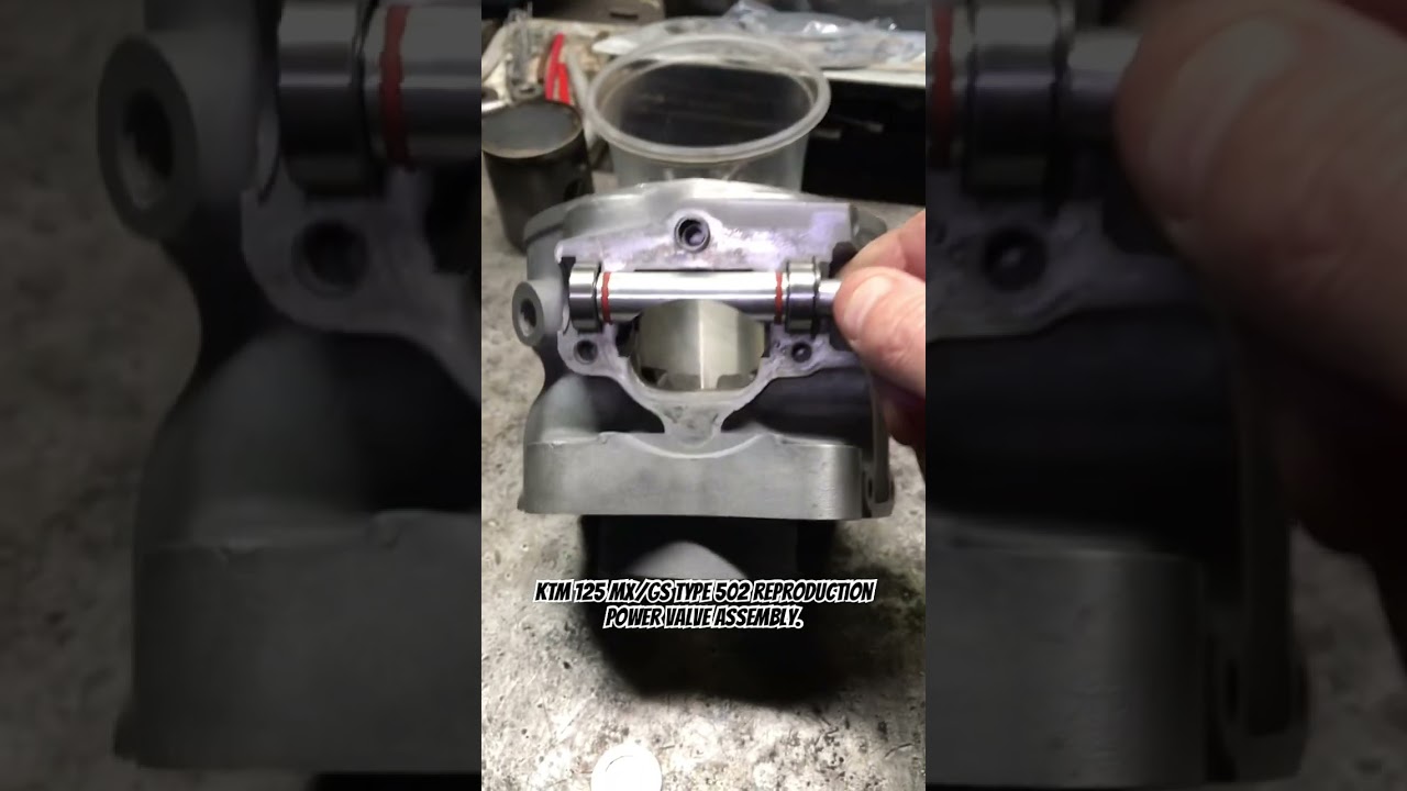 Reproduction power valve assembly on KTM 125 type 502 engine. Years 87-93. #dirtbikerestoration