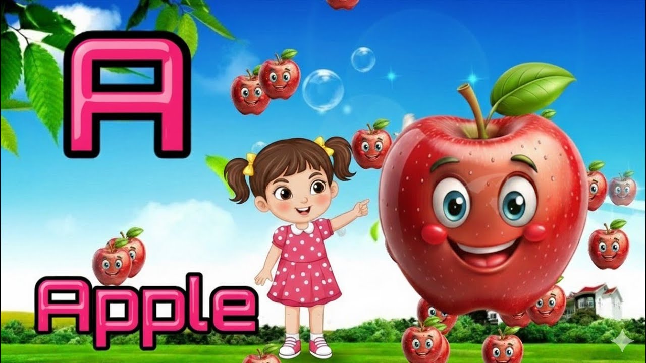 A for Apple 🍎 | ABC Phonics Song | Fun Learning for Kids | Apple Rhyme