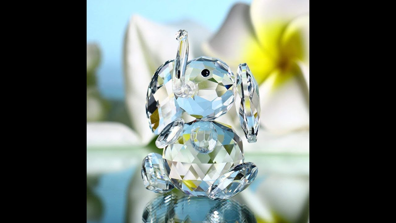 H&D Crystal Cute Elephant Figurine Collection Cut Glass Ornament Statue Animal Collectible