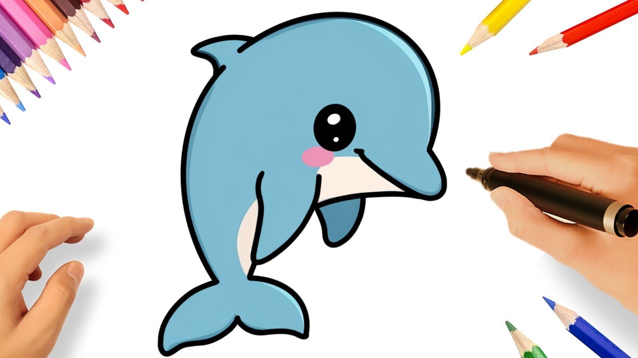 COMO DESENHAR UM GOLFINHO KAWAII FÁCIL 🐬