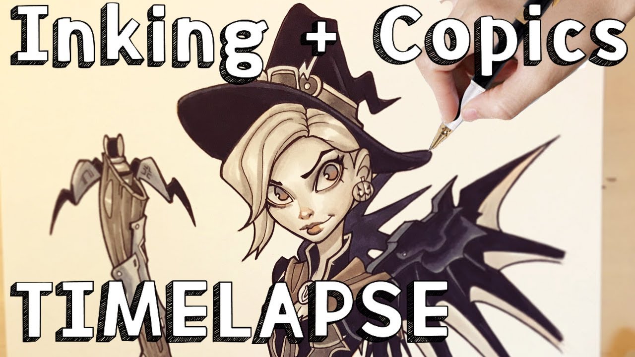 INKING + COPIC MARKER TIMELAPSE... with Witch Mercy!