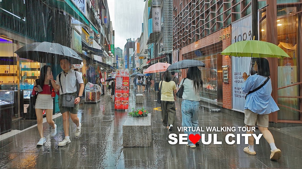 SEOUL CITY TRAVEL 18 - Rainy Day Walk in Downtown Seoul, Jongro, Gwanghwamun, Myeongdong, Namdaemun