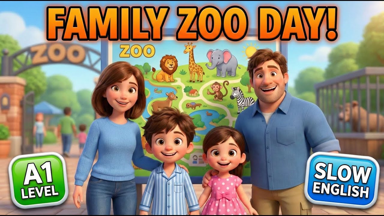 Amazing Zoo Trip! 🐒🦜 | Simple English Story | Learn Animal Names | A1 Level