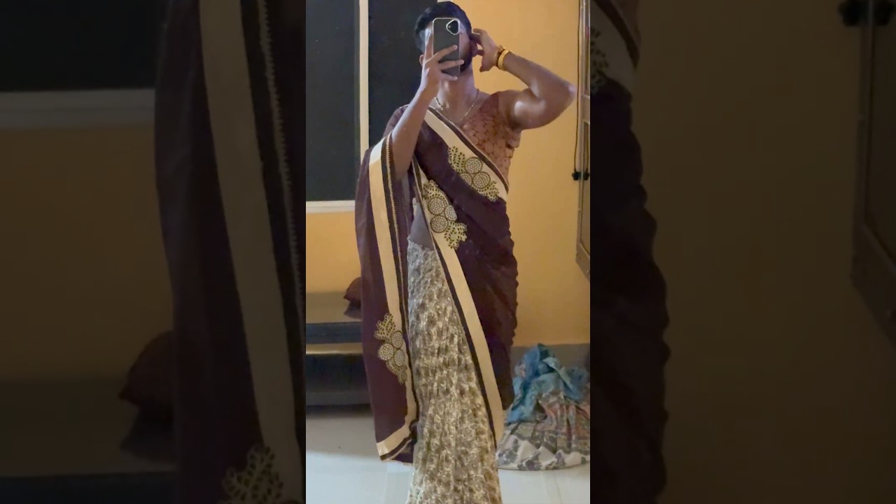 boy wearing saree n posing 🤩👗🥻 #sareedraping #indianfashion