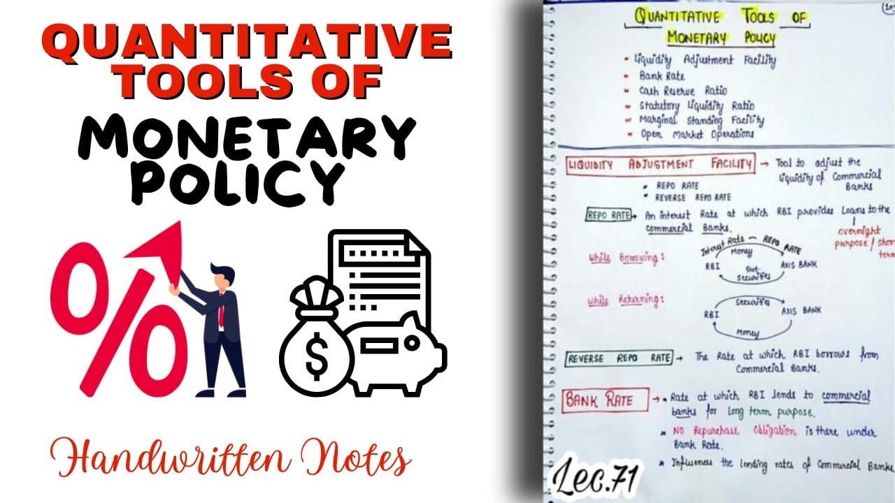Quantitative Tools of Monetary Policy|| Indian Economy|| Lec.71 || Handwritten notes|| An Aspirant !