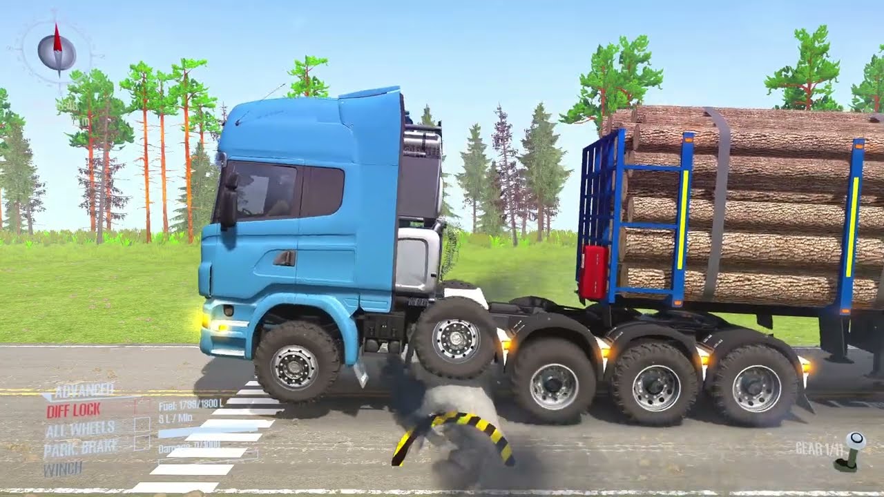 Trucks Vs Speed Bump and Extreme Broken Road  #160 #mudrunner #snowruner  #hofisteam