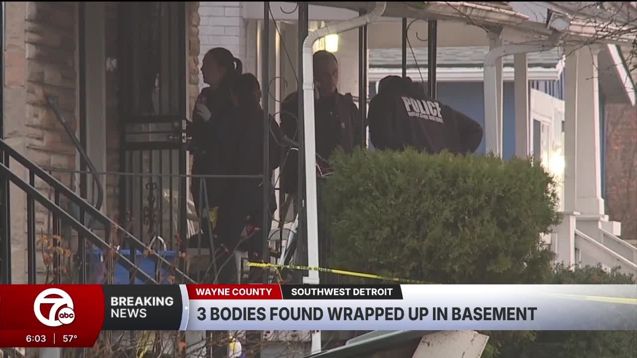 3 bodies found wrapped in towels & carpeting in basement of Detroit home